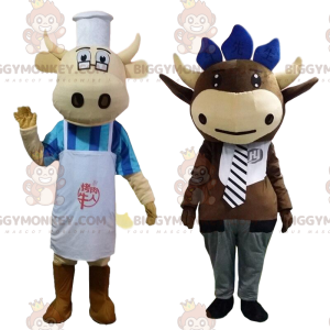 2 vacas mascota de BIGGYMONKEY™ disfrazadas, disfraces de