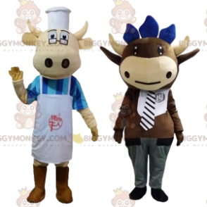 2 BIGGYMONKEY™s mascot cows dressed up, farm costumes –