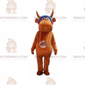 Disfraz de mascota de vaca marrón BIGGYMONKEY™ con auriculares
