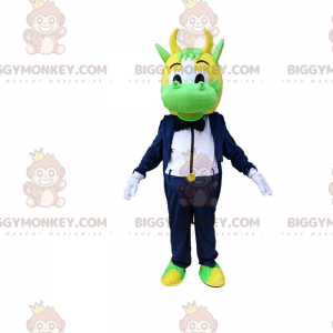 Disfraz de mascota BIGGYMONKEY™ de vaca verde y amarilla