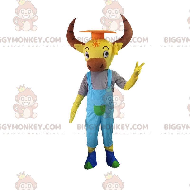 Disfraz de mascota BIGGYMONKEY™ Búfalo amarillo con grandes