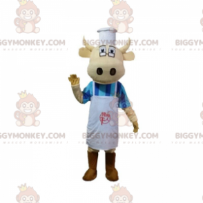 BIGGYMONKEY™ mascot costume cow in chef outfit, cook costume –