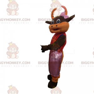 Brązowo-pomarańczowa krowa Kostium maskotki BIGGYMONKEY™ ubrana