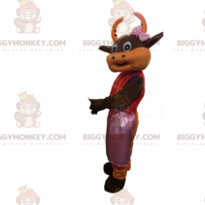 Costume da mascotte BIGGYMONKEY™ da mucca marrone e arancione