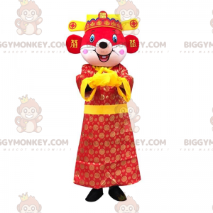 Costume de mascotte BIGGYMONKEY™ de souris rouge habillée en