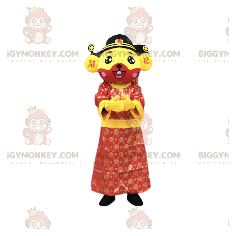 BIGGYMONKEY™ mascottekostuum van gele en rode muis met