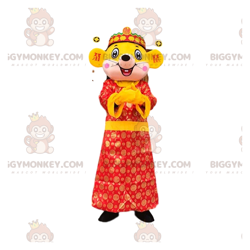 BIGGYMONKEY™ Maskottchen-Kostüm Gelb, asiatisches Kleid mit