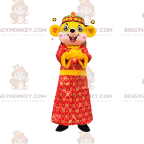 Kostým s maskotem BIGGYMONKEY™ Žluté, asijské šaty s obří myší