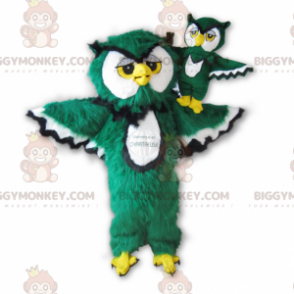 All Furry White Black Yellow Green Owl BIGGYMONKEY™ Mascot