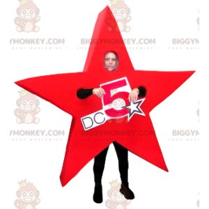 Costume de mascotte BIGGYMONKEY™ d'étoile rouge géante -