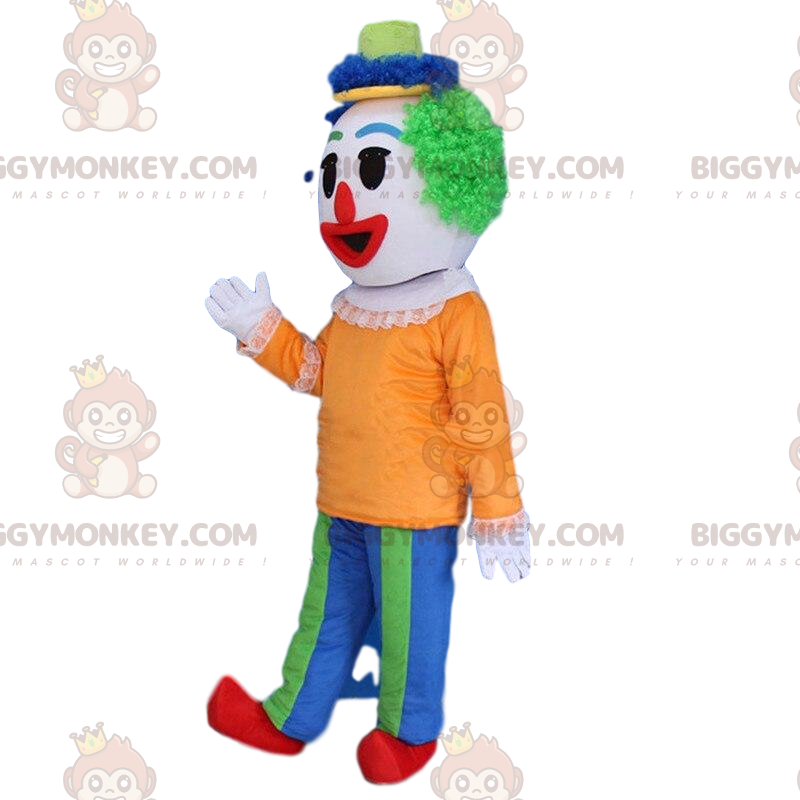 BIGGYMONKEY™ Veelkleurig clown-mascottekostuum met groene pruik