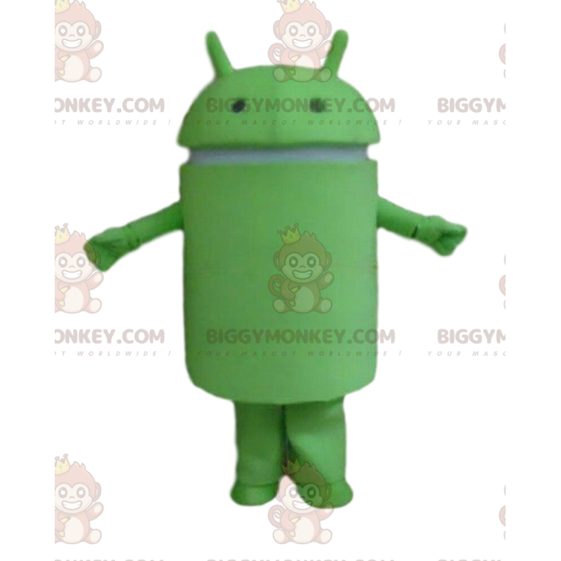 BIGGYMONKEY™ Android-maskotdräkt, grön robotdräkt, GSM-dräkt -