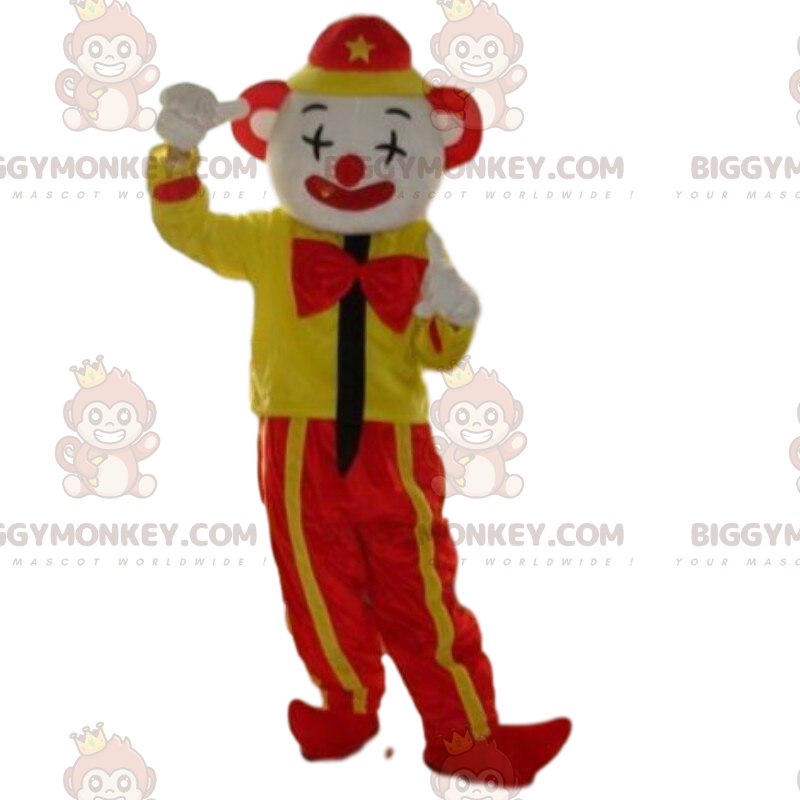 Costume da clown BIGGYMONKEY™ giallo e rosso, costume da