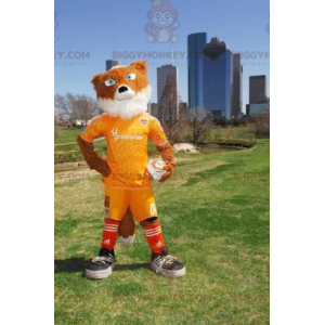 Orange-weißer Fuchs BIGGYMONKEY™ Maskottchen-Kostüm in gelber