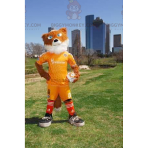 Orange and White Fox BIGGYMONKEY™ Mascot Costume in Yellow