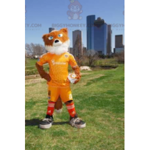 Traje de mascote BIGGYMONKEY™ laranja e branco em roupas