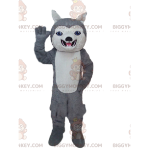 BIGGYMONKEY™ costume da mascotte di husky grigio e bianco