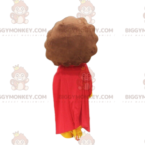 BIGGYMONKEY™ mascot costume of little yellow lion with a cape