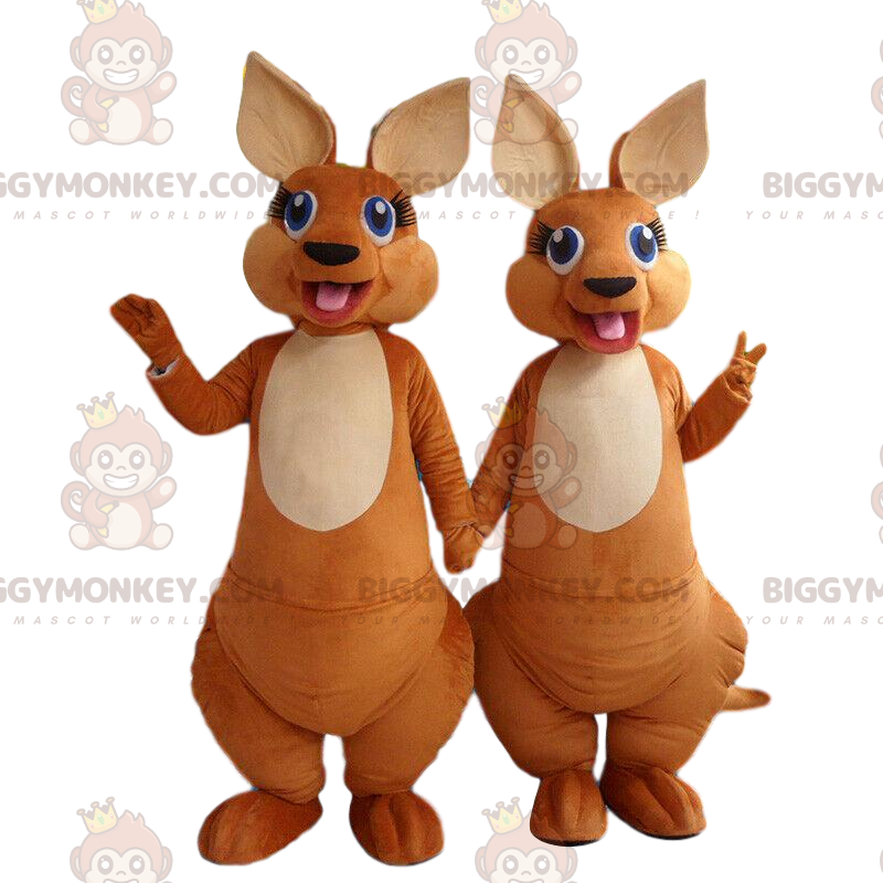 2 mascotte canguro BIGGYMONKEY™ completamente personalizzabili