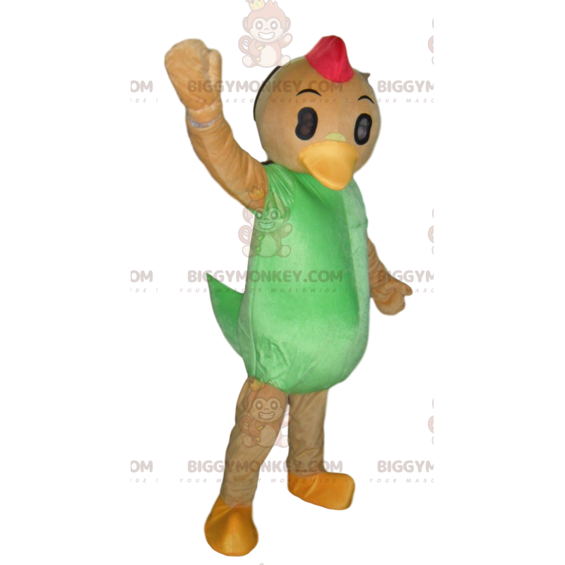 Chicken BIGGYMONKEY™ Mascot Costume, Orange and Green Duck