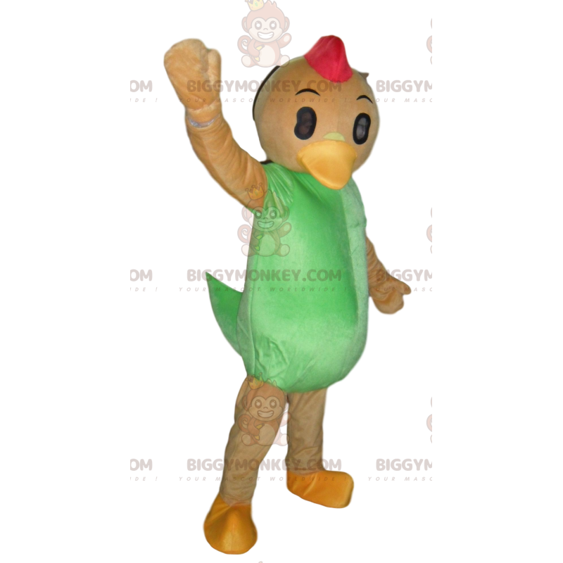 Kostým maskota kuře BIGGYMONKEY™, kostým pomerančové a zelené