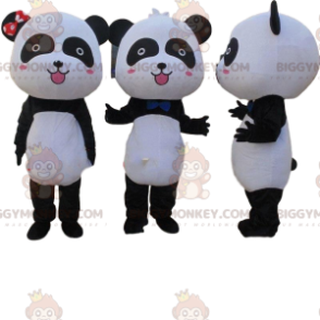 2 mascote panda preto e branco do BIGGYMONKEY™, casal de pandas