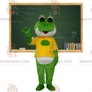 Costume de mascotte BIGGYMONKEY™ de grenouille verte et blanche