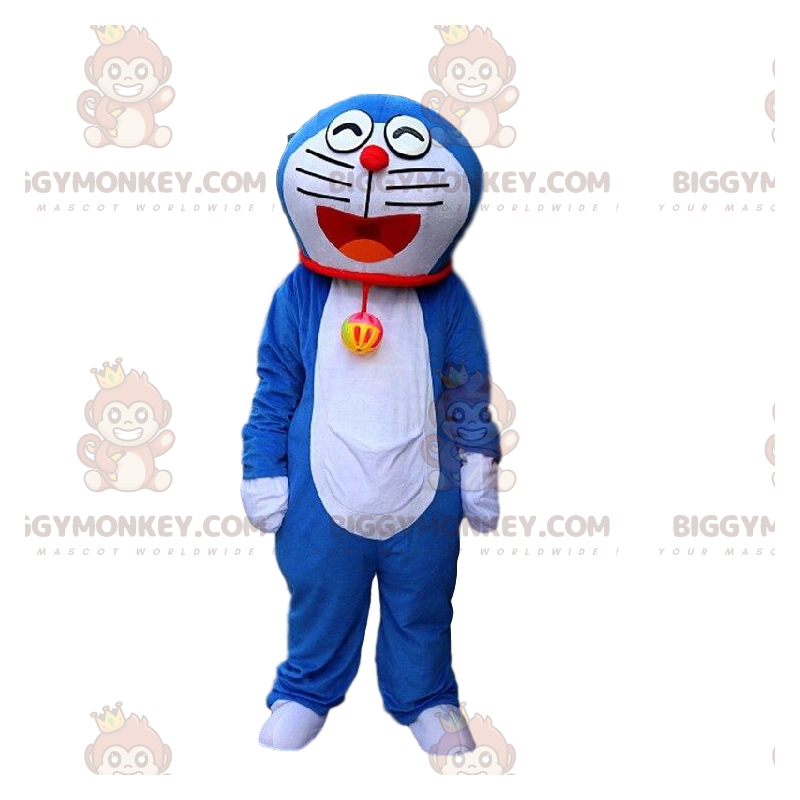 Kostume af Doraemon, berømt blå og hvid robotkat -