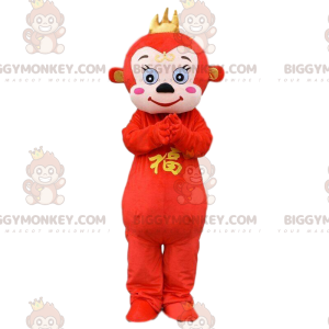 BIGGYMONKEY™ peluche costume mascotte scimmia rossa, costume da