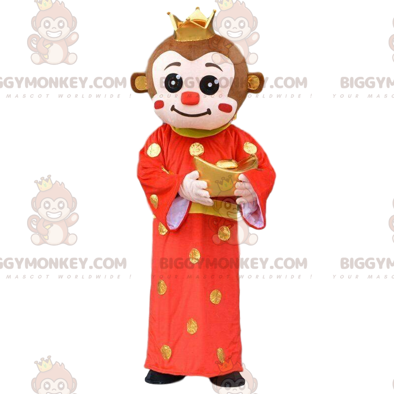 BIGGYMONKEY™ Maskottchen Kostüm Affe im asiatischen Outfit