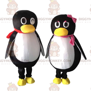 2 BIGGYMONKEY™s mascote de pinguins preto e branco, casal de