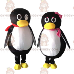 Duo de mascottes BIGGYMONKEY™ de pingouins noirs et blancs