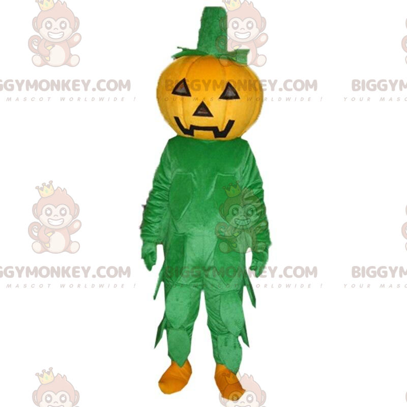 Costume de mascotte BIGGYMONKEY™ de citrouille orange et verte