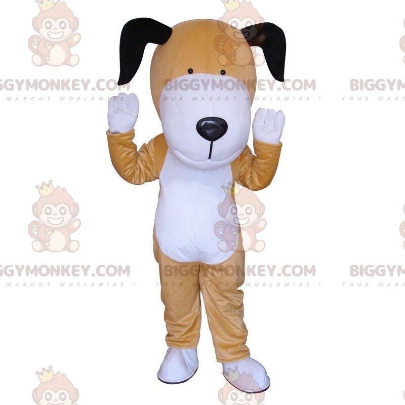 Costume mascotte cane BIGGYMONKEY™ marrone e bianco, costume da