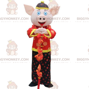 Costume da maiale in abito tradizionale asiatico -