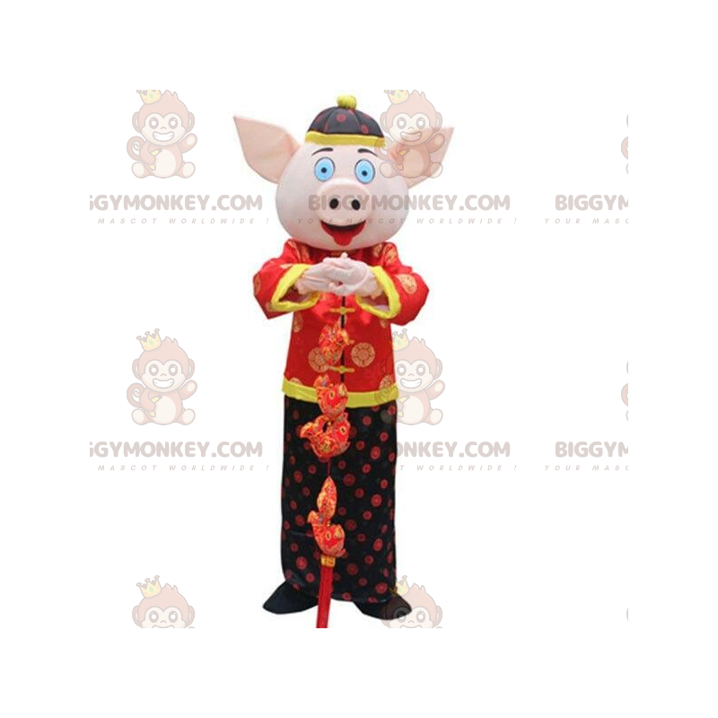 Déguisement de cochon en tenue traditionnelle asiatique -