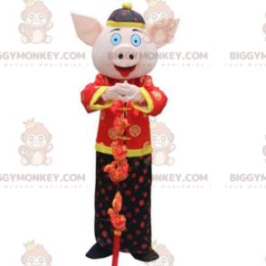 Déguisement de cochon en tenue traditionnelle asiatique -