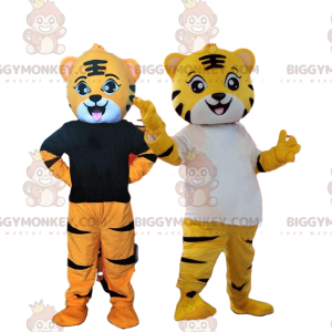 2 disfraces de tigre amarillo y naranja, disfraz de mascota