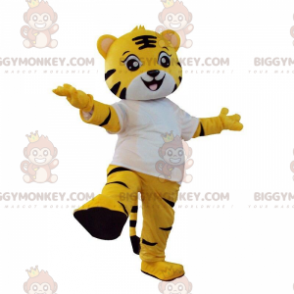 Costume da tigre gialla, bianca e nera, costume felino -