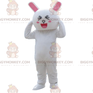 Amused looking white rabbit costume, bunny costume -