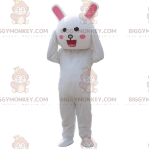 Déguisement de lapin blanc souriant, costume de lapin -