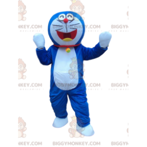 Costume of Doraemon, famous blue and white robot cat –