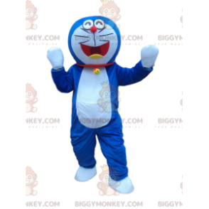 Dräkt av Doraemon, berömd blåvit robotkatt - BiggyMonkey maskot