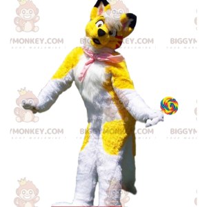 Déguisement de chien jaune et blanc, costume de husky coloré -