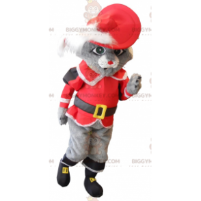 Disfraz de mascota BIGGYMONKEY™ Gato con botas gris con traje