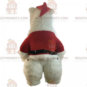 BIGGYMONKEY™ Aufblasbares weißes Teddybär-Maskottchen-Kostüm im