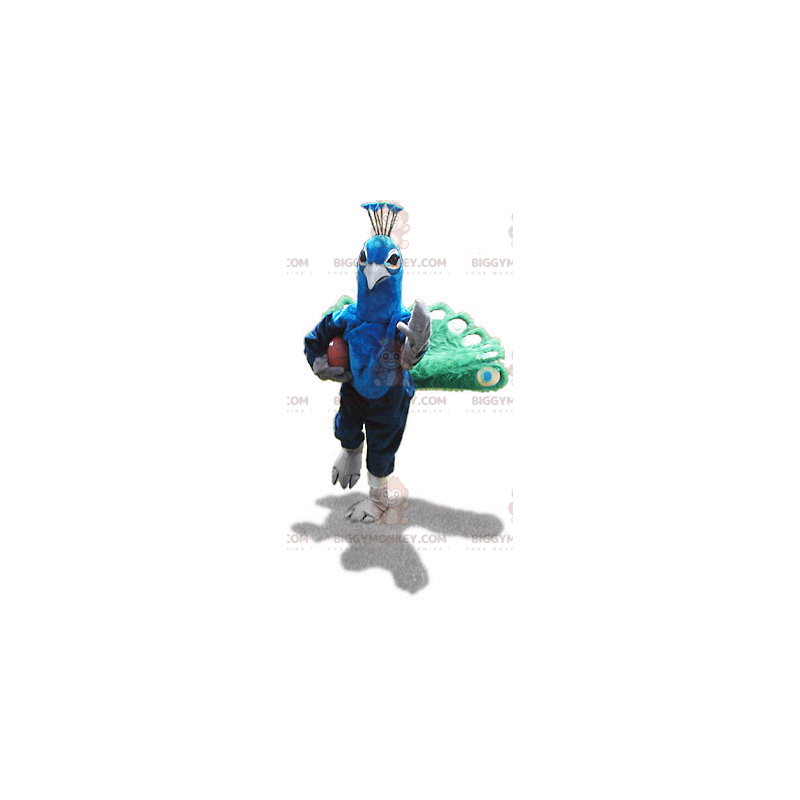 Costume da mascotte BIGGYMONKEY™ pavone verde e blu -