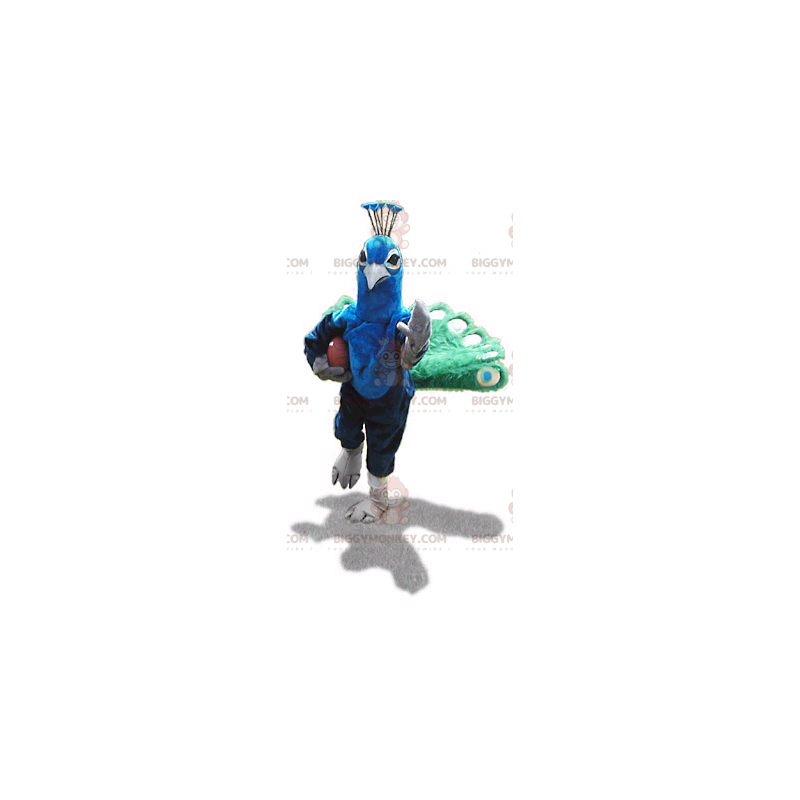 Traje de mascote de pavão verde e azul BIGGYMONKEY™ –