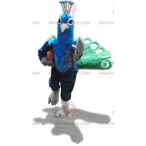 Costume da mascotte BIGGYMONKEY™ pavone verde e blu -