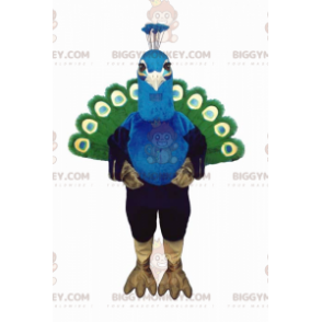 Costume da mascotte BIGGYMONKEY™ pavone verde e blu -